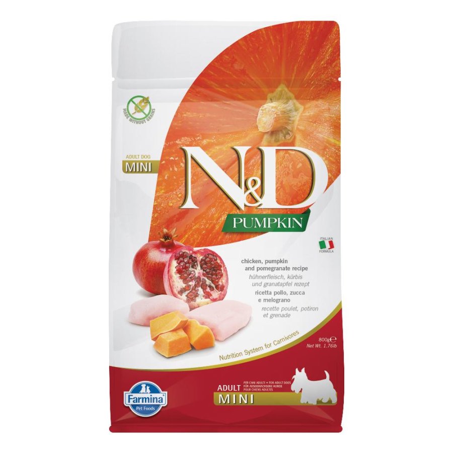 FARMINA N&D PUMPKIN CANE MINI ADULT POLLO ZUCCA MELOGRANO 800GR