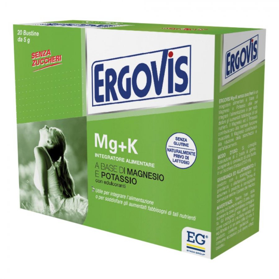  Ergovis Mg+K Integratore Magnesio e Potassio senza zucchero 20 Bustine 5g