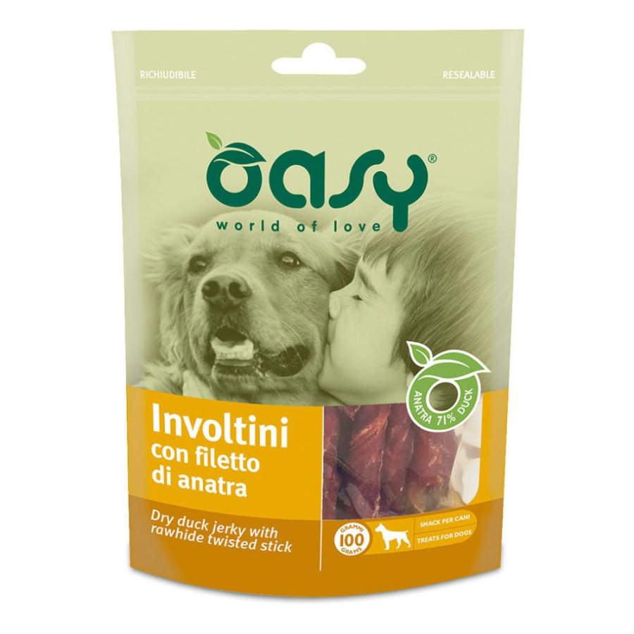 OASY CANE SNACK INVOLTINI FILETTO ANATRA 100GR