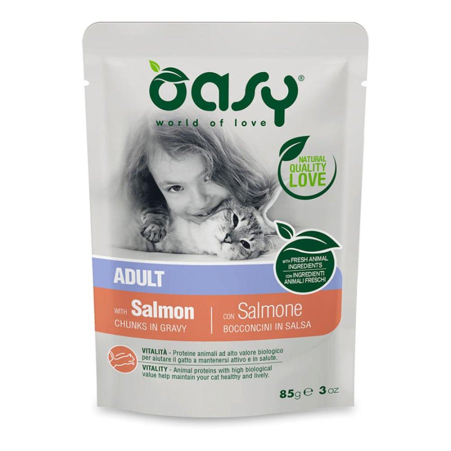 OASY GATTO ADULT BOCCONCINI IN SALSA SALMONE 85GR (bustina)