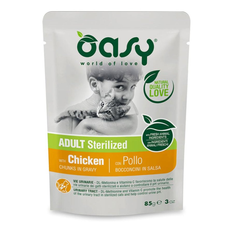 OASY GATTO ADULT STERILIZED BOCCONCINI (IN SALSA) POLLO 85GR (bustina)