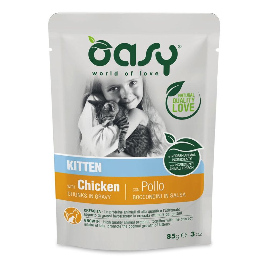 OASY GATTO KITTEN BOCCONCINI (IN SALSA) POLLO 85GR (bustina)