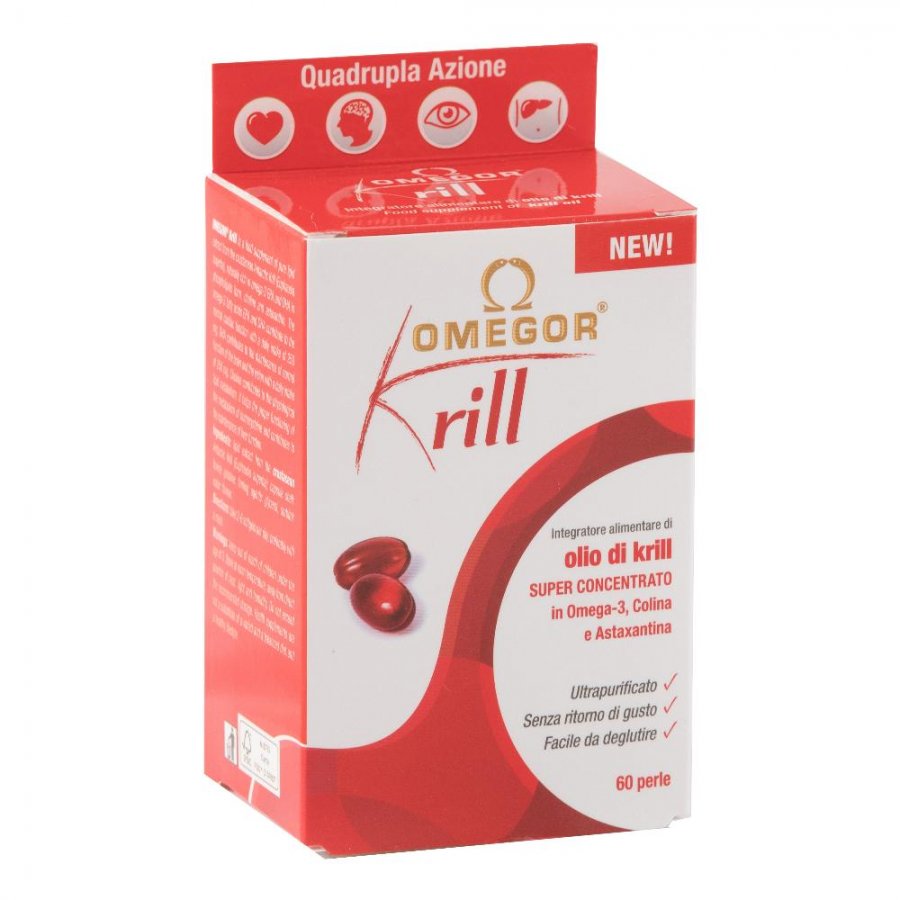 Omegor Krill - Integratore di Omega-3 da Krill - 60 Perle Softgels - Supporto per la Salute Cardiovascolare e Articolare