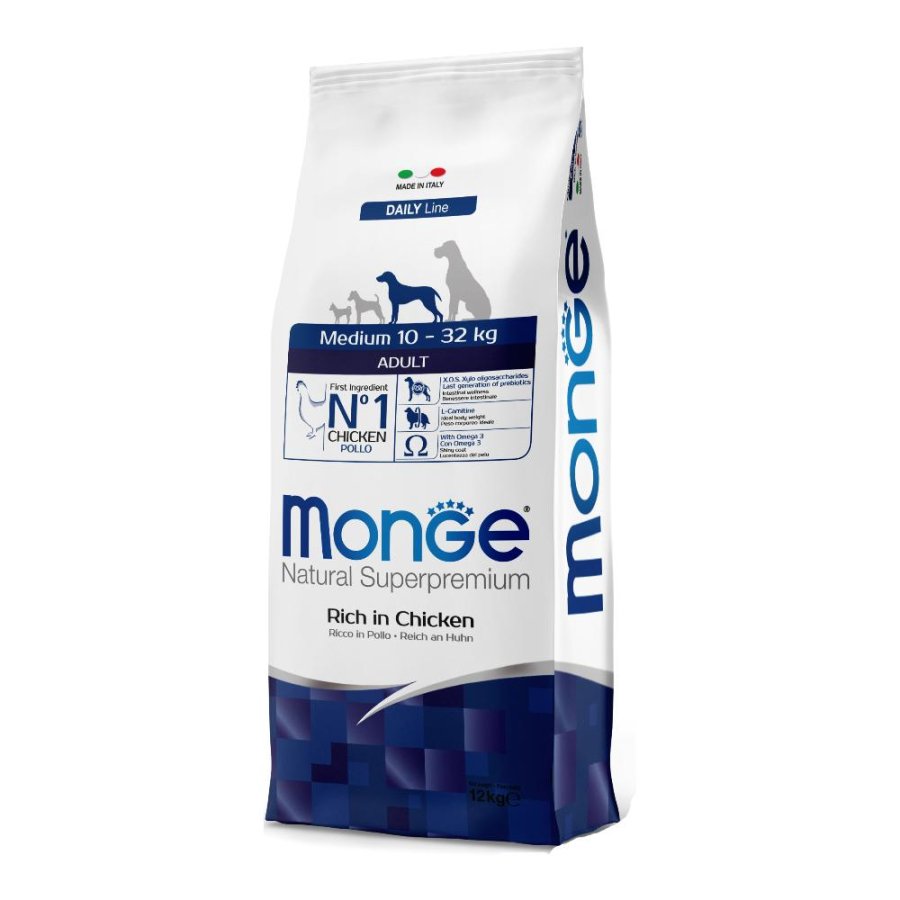 MONGE DOG DAILY LIN MED AD POLL12KG