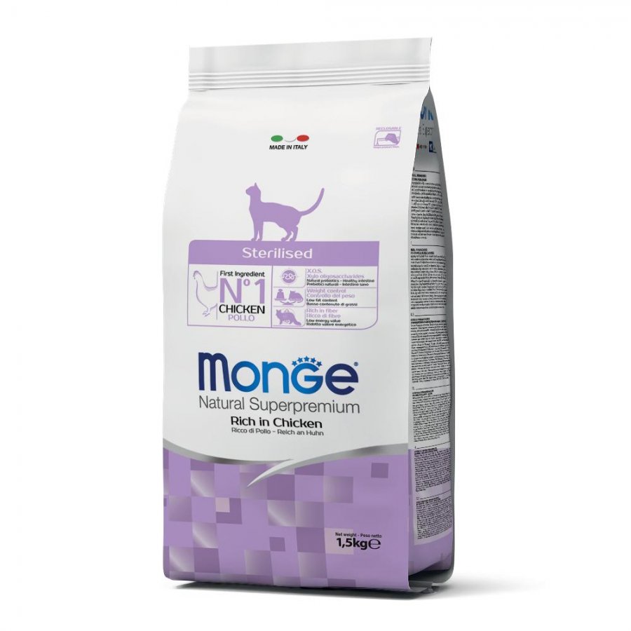 Monge Cat Sterilised Complemento Alimentare 1,5kg - Gusto Pollo per Gatti Sterilizzati