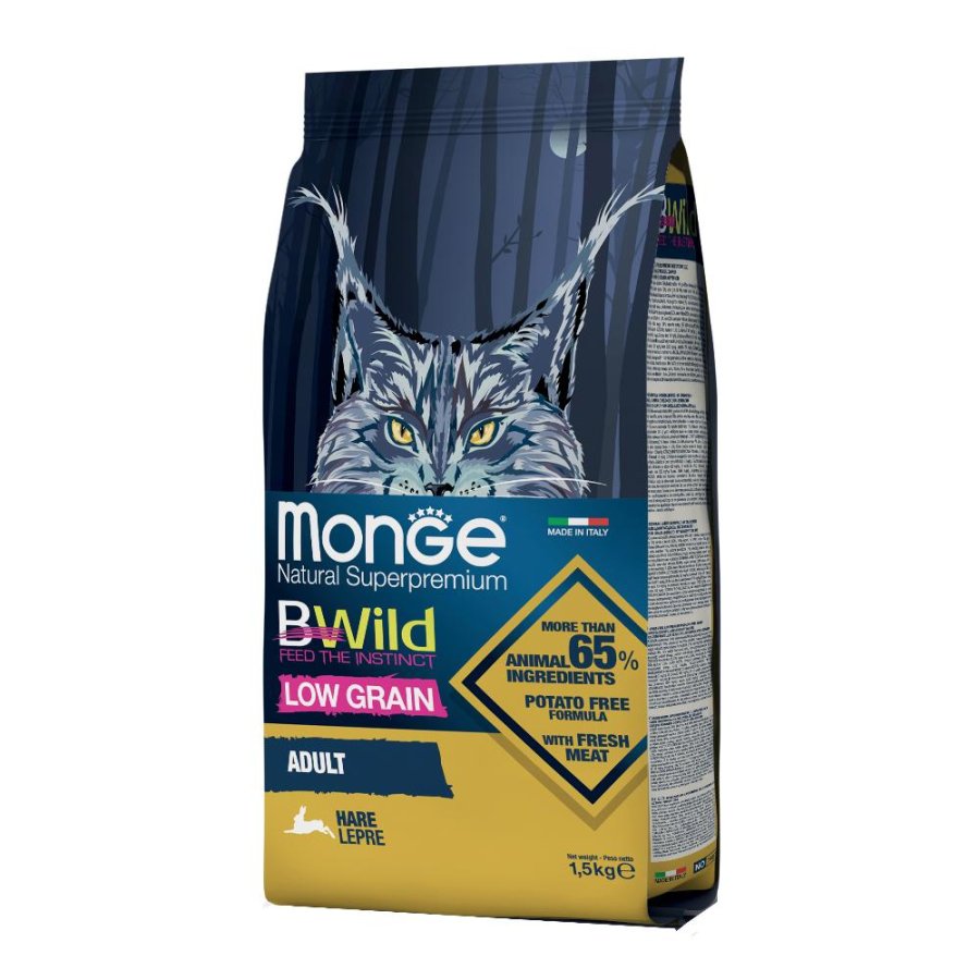 MONGE GATTO BWILD LOW GRAIN ADULT LEPRE 1,5KG