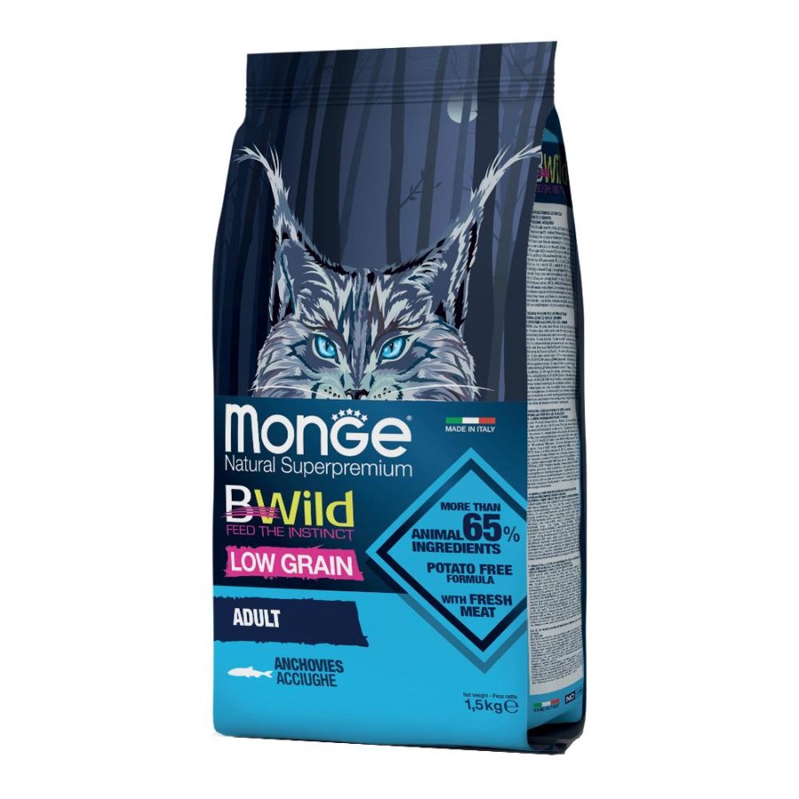 MONGE GATTO BWILD LOW GRAIN ADULT ACCIUGHE 1,5KG