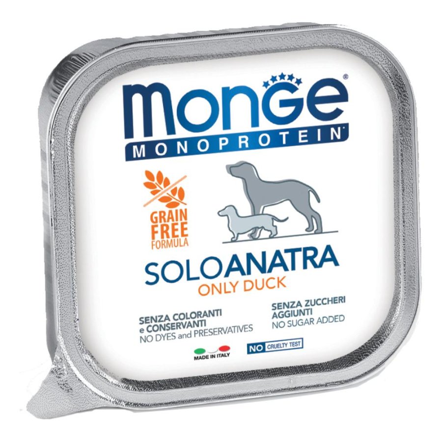 MONGE CANE MONOPROTEICO SOLO ANATRA 150GR (vaschetta)