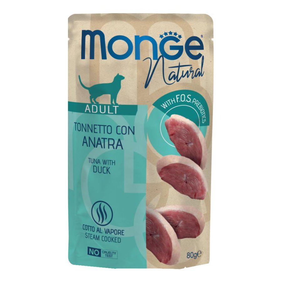 MONGE GATTO NATURAL ADULT TONNO ANATRA 80GR (bustina)