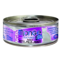 Monge Cat Nat Pollo Petto Manzo 80g - Cibo Umido per Gatti con Pollo e Manzo