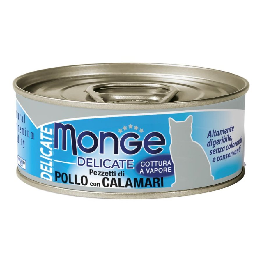 MONGE GATTO DELICATE POLLO CALAMARI 80GR (lattina)