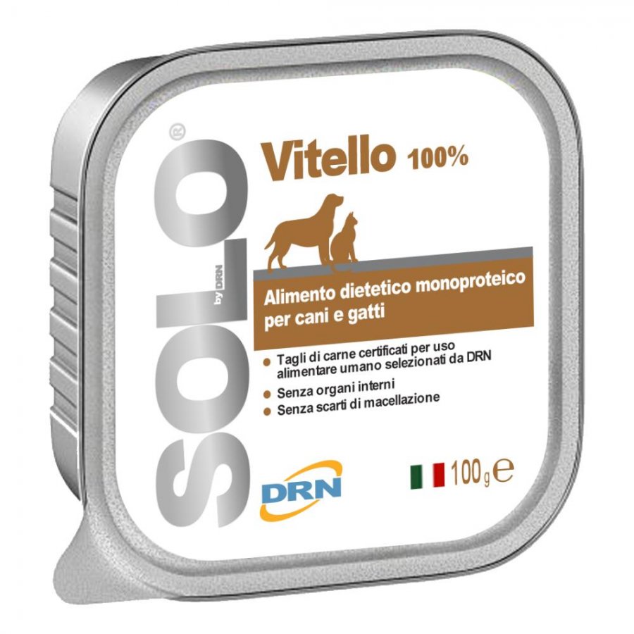 Solo Vitello 100% - Cani e Gatti - 300g - Alimento Naturale per Animali