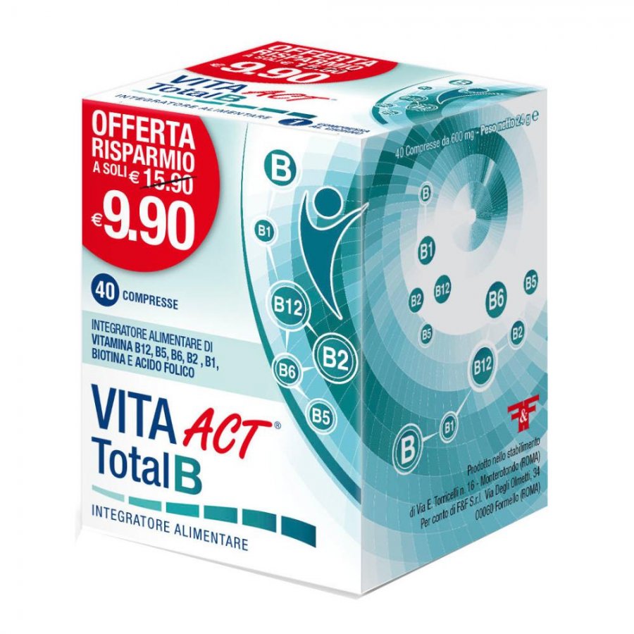 Vita Act Total B - Integratore di Vitamina B Completa, 40 Compresse