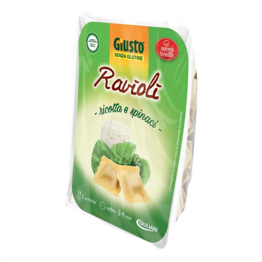 Giusto Senza Glutine Ravioli Ricotta e Spinaci 250g - Pasta all’Uovo Ripiena Gluten Free