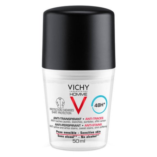 Vichy Homme Deodorante Anti Macchie 50 ml - Protezione efficace e prevenzione delle macchie