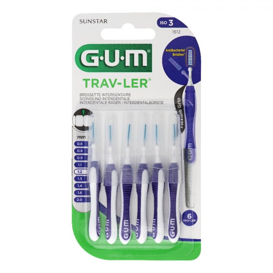 Gum Trav-ler 1512 Scovolino 1,2mm 6 Pezzi - Pulizia Interdentale Facile ed Efficace