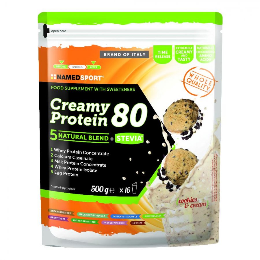 Named Sport - Creamy Protein Cookies&Cream 500g - Integratore proteico cremoso al gusto di biscotti e crema - Alta qualità e gusto delizioso