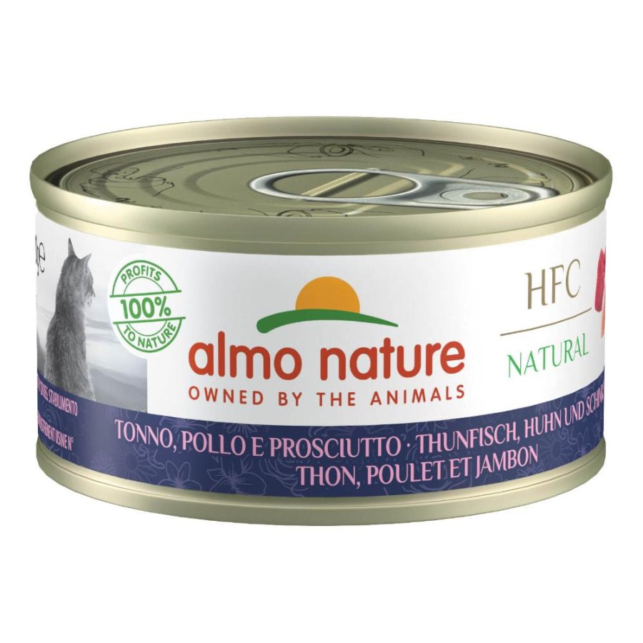 ALMO NATURE GATTO HFC CUISINE TONNO POLLO PROSCIUTTO 70GR (lattina)
