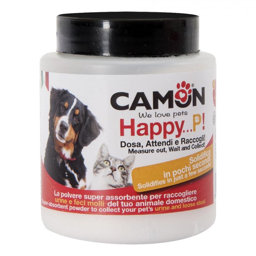 Happy P Polvere Super Assorbente per Raccogliere Urine di Cani e Gatti 100g
