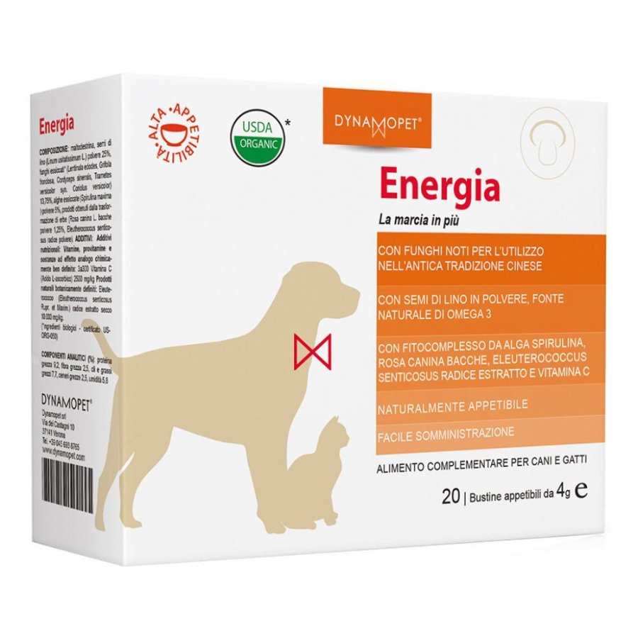 Energia Alimento Complementare Per Cani e Gatti - 20 Bustine da 4g - Integratore Nutrizionale Energizzante