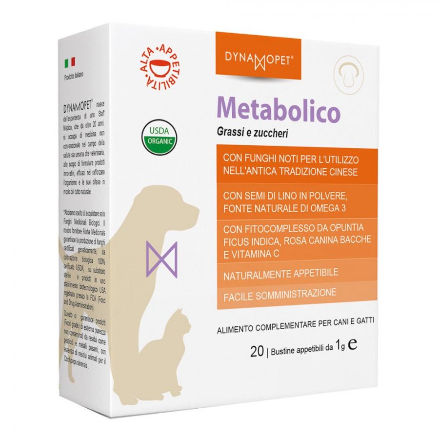 Metabolico Integratore Alimentare per Cani e Gatti - 20 Bustine da 1g - Supporto per il Metabolismo dei Tuoi Animali Domestici