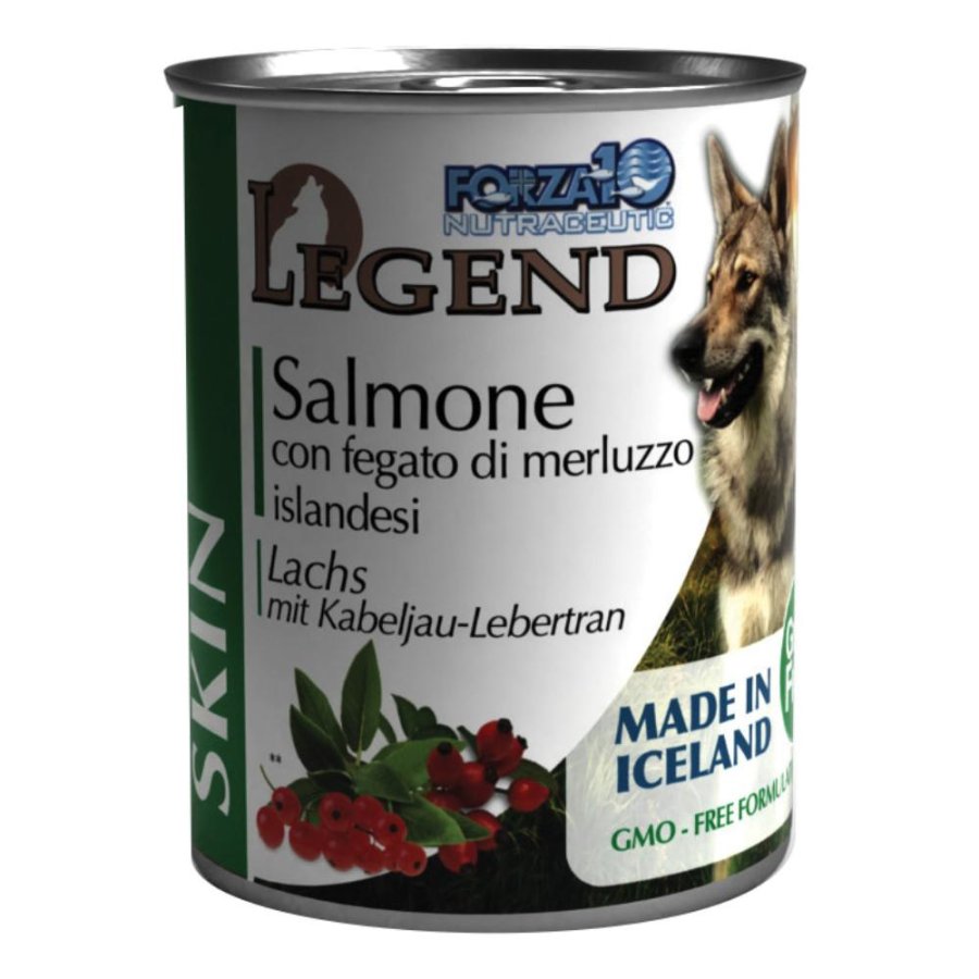 FORZA10 CANE LEGEND NEW ZELAND SKIN GRAIN FREE ADULT SALMONE FEGATO DI MERLUZZO 312GR (lattina) FORZA10 CANE LEGEND NEW ZELAND SKIN GRAIN FREE ADULT SALMONE FEGATO DI MERLUZZO 312GR (lattina)