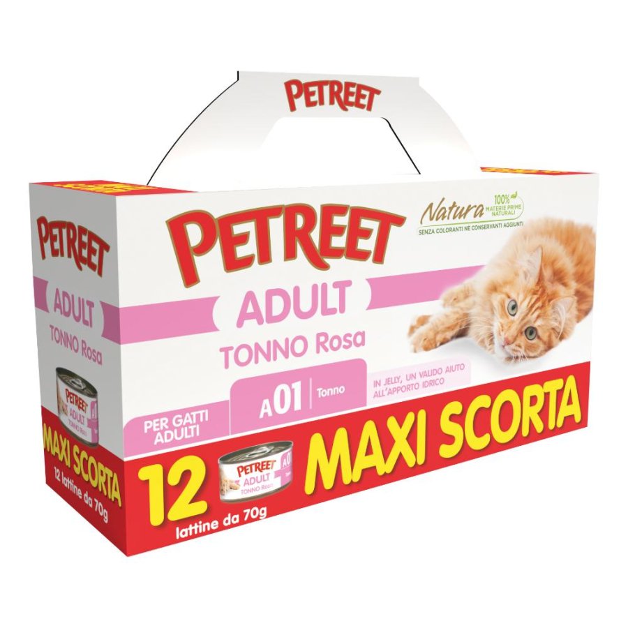PETREET GATTO NATURA TR01 TONNO ROSA 12x70GR (lattina) MULTIPACK