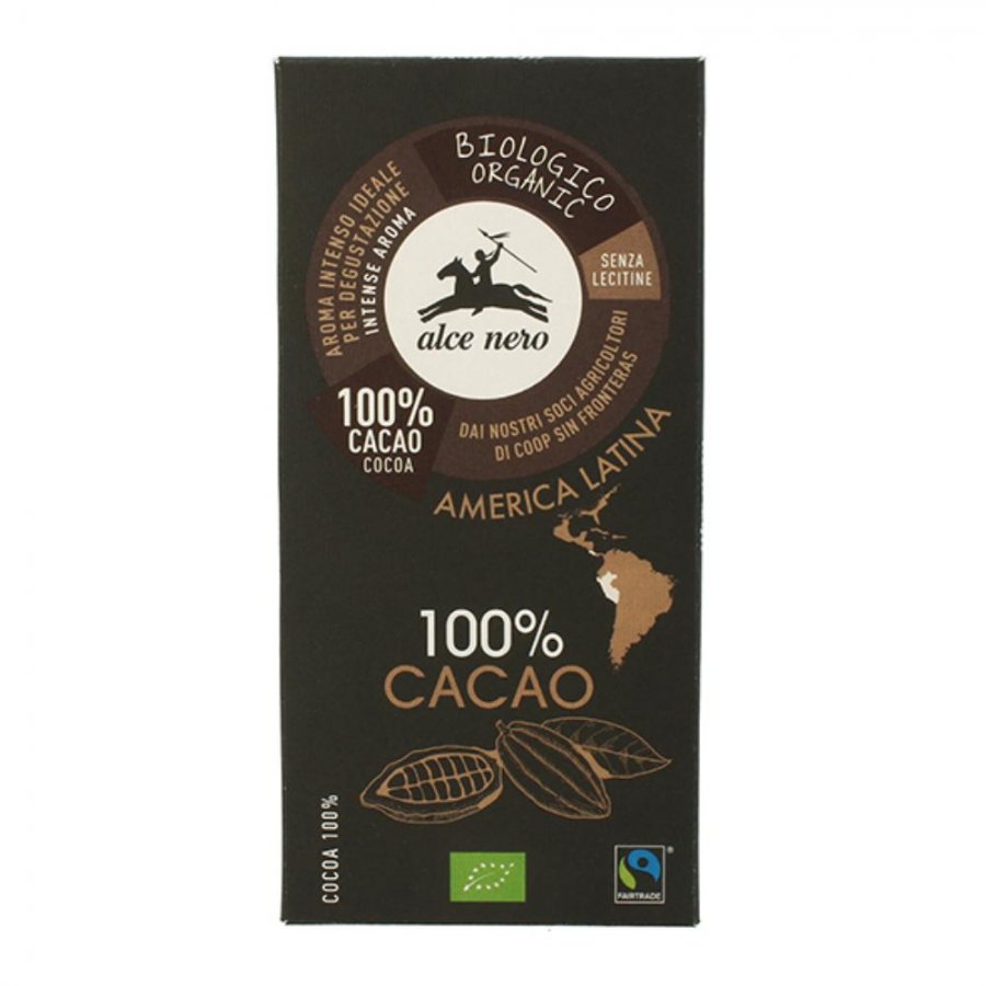 ALCE NERO Tavoletta Cioccolato ExtraFondente 100%