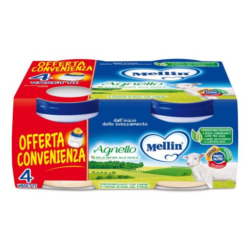 Mellin Omogeneizzato Agnello 4x80g - Alimento per Bambini Senza Glutine
