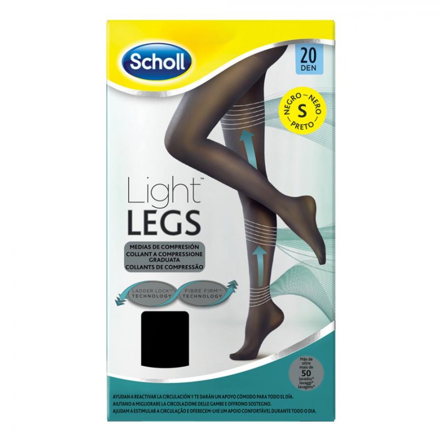 Dr. Scholl Light Legs Collant 20 Denari Nero Taglia S - Collant a Compressione Graduata per Gambe Leggere e Toniche