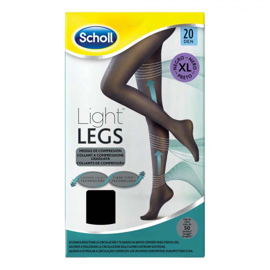 Dr. Scholl Light Legs Collant 20 Denari Nero Taglia XL - Collant a Compressione Graduata per Gambe Leggere e Toniche