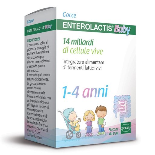 Enterolactis Baby 14 Miliardi Gocce - 8ml, Integratore Probiotico per Neonati e Bambini