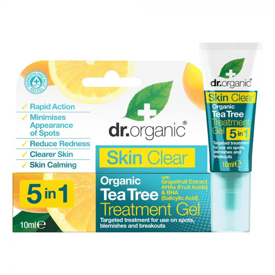 Dr Organic Skinclear Treat Gel 10 ml - Gel Anti Imperfezioni Tea Tree e Pompelmo