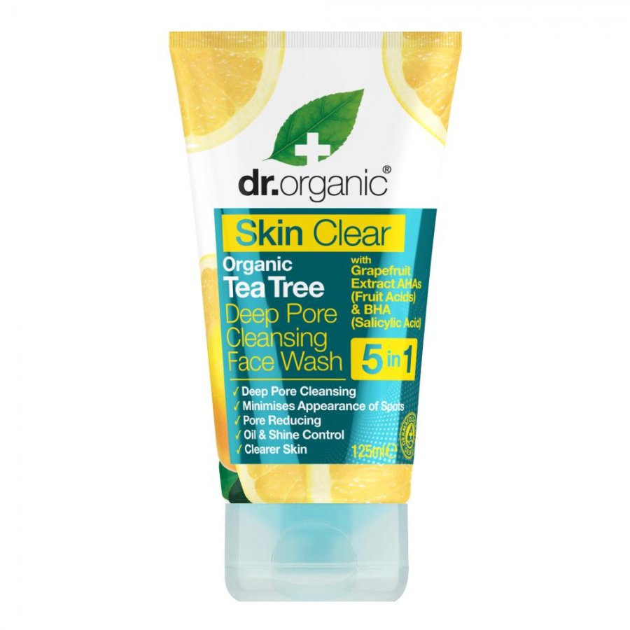 Dr Organic Skin Clear Face Wash 125ml - Detergente Viso per Pelle Grassa e Impura