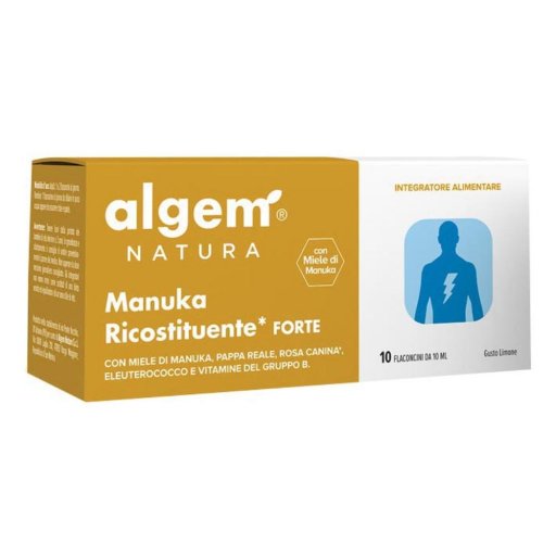 Algem Natura Algem Manuka Ricostituente Forte Integratore 10 Flaconcini Da 10ml - Ricostituente Naturale per Energia e Difese Immunitarie