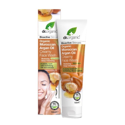 Dr Organic - Argan Detergente Viso 150ml, Pulizia Delicata e Idratazione con Olio di Argan Biologico