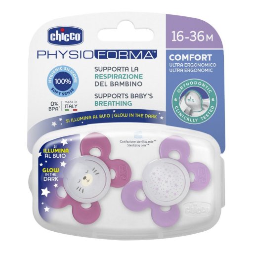 Chicco Succhietto Physio Comfort Lumi Silicone 16-36 Mesi - Confort e Sicurezza per il Tuo Bambino