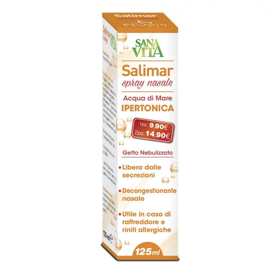 Sanavita Salimar Sol Iperton - Spray Nasale per Raffreddori e Riniti Allergiche