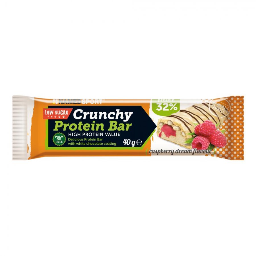 NAMED SPORT - Crunchy Proteinbar Raspberry Dream 40g - Barretta Proteica Croccante per uno Snack Gustoso e Salutare