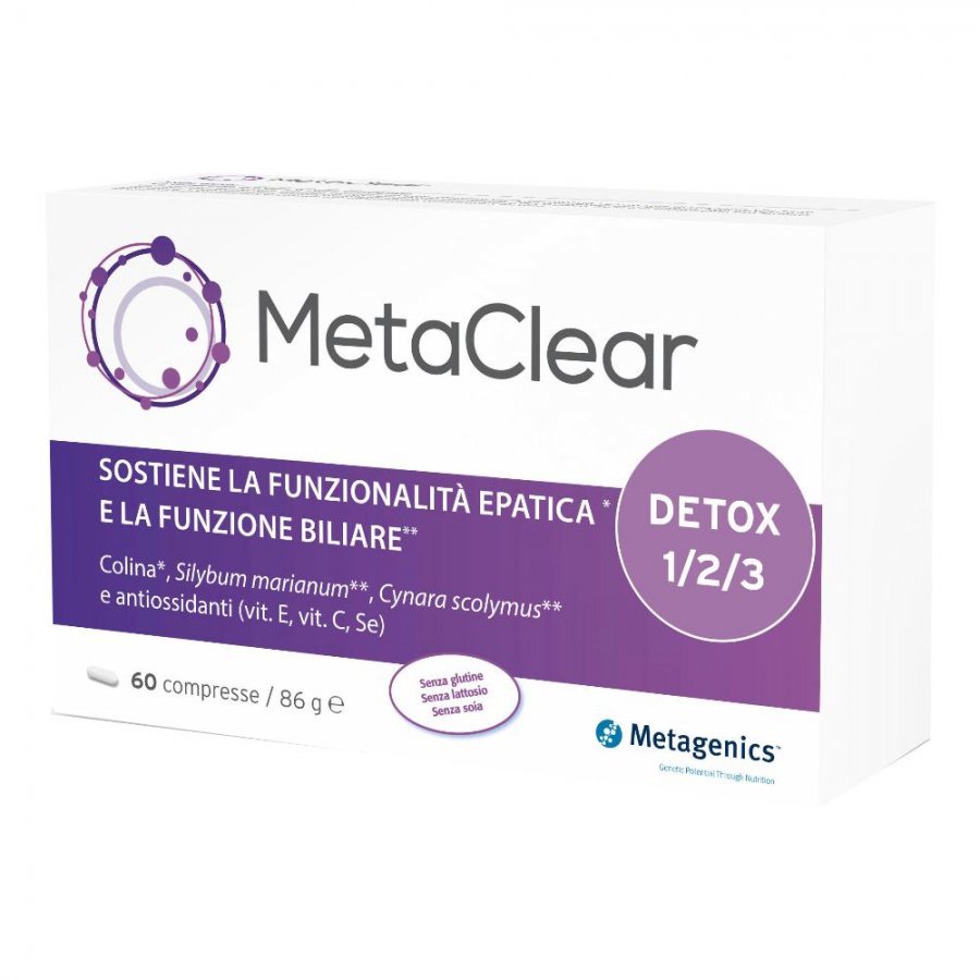 Metaclear 60 Compresse - Integratore con Colina, Vitamina E, Vitamina C e Selenio