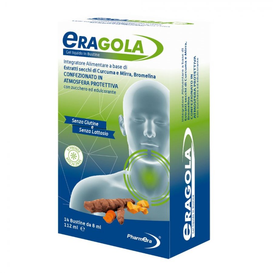 Pharmera Eragola - 14 Buste da 8ml per la Salute della Mucosa Orale - Curcuma, Mirra e Bromelina