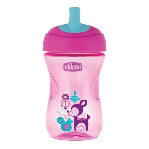 Chicco Tazza Advance Rosa 12m+ - Tazza con Cannuccia per Bambini, Beccuccio Anti-goccia