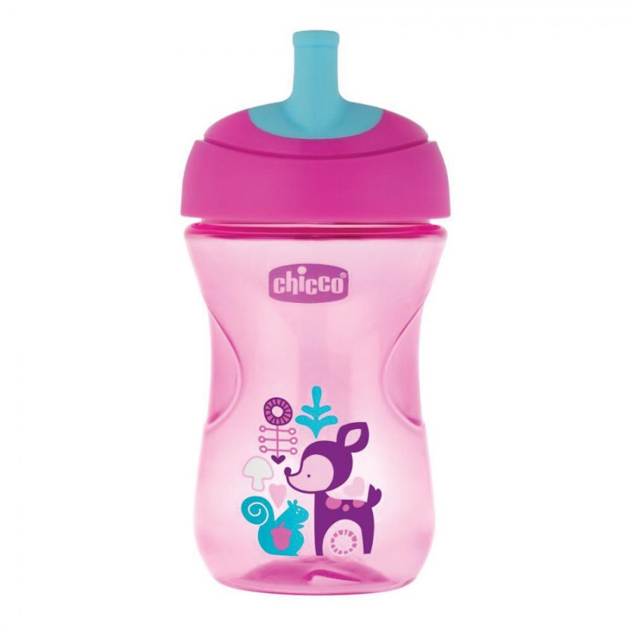 Chicco Tazza Advance Rosa 12m+ - Tazza con Cannuccia per Bambini, Beccuccio Anti-goccia