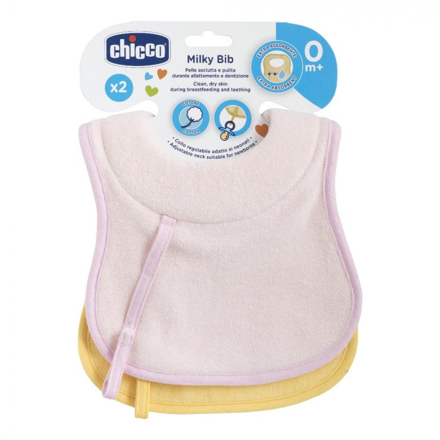 Chicco Bavaglini 0 Mesi+ Rosa 2 Pezzi - Bavaglini Chicco per Bambini Neonati