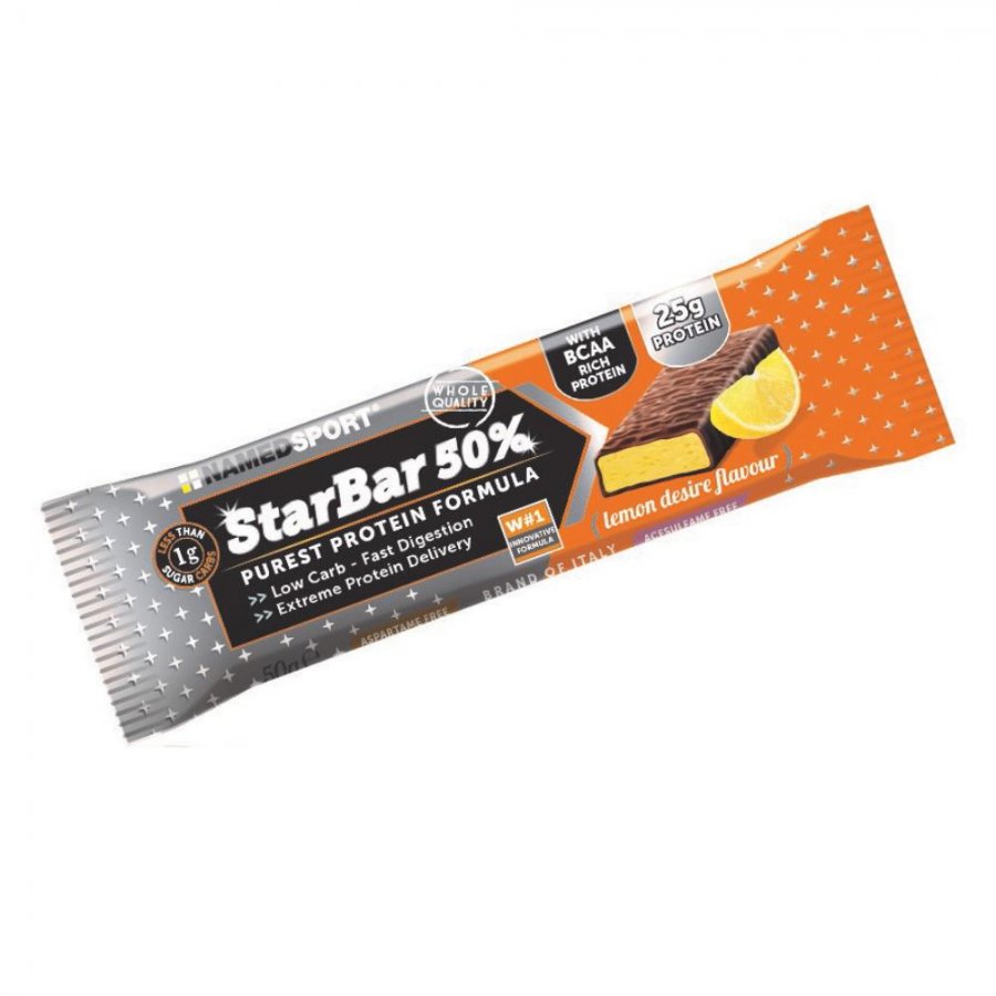 Named Sport - Starbar Lemon Desire 50g - Barretta Proteica al Gusto di Limone, Snack Nutriente da 50g per Sportivi Attivi