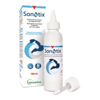 Sonotix Detergente Auricolare Profondo - Cani e Gatti - 120ml - Cannula Corta Rigida + Cannula Lunga Flessibile
