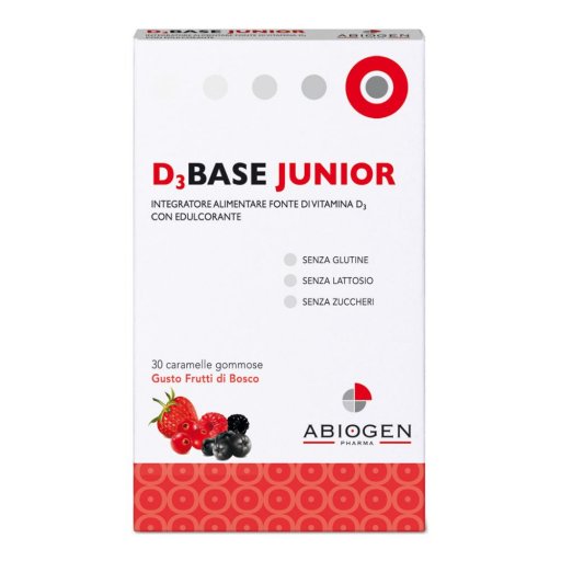 Abiogen Pharma - D3base junior 30 caramelle frutti di bosco - Integratore di Vitamina D3 per Bambini