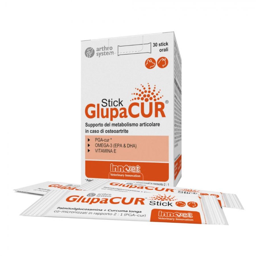 Glupacur Integratore Metabolismo Articolare Cani e Gatti - 30 Stick Orali, Sostegno alle Articolazioni e alla Mobilità