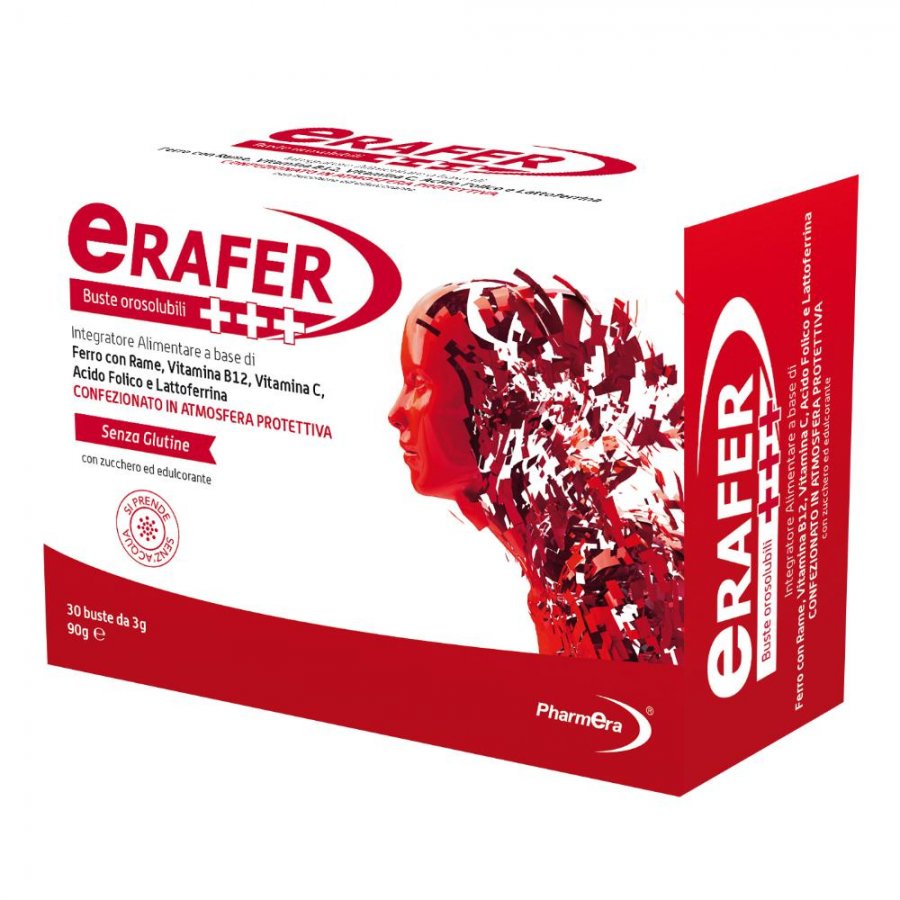 Erafer +++ - 30 Buste da 3g Orosolubili per Supporto Ematologico - Ferro, Rame, Vitamina B12, Vitamina C, Acido Folico e Lattoferrina