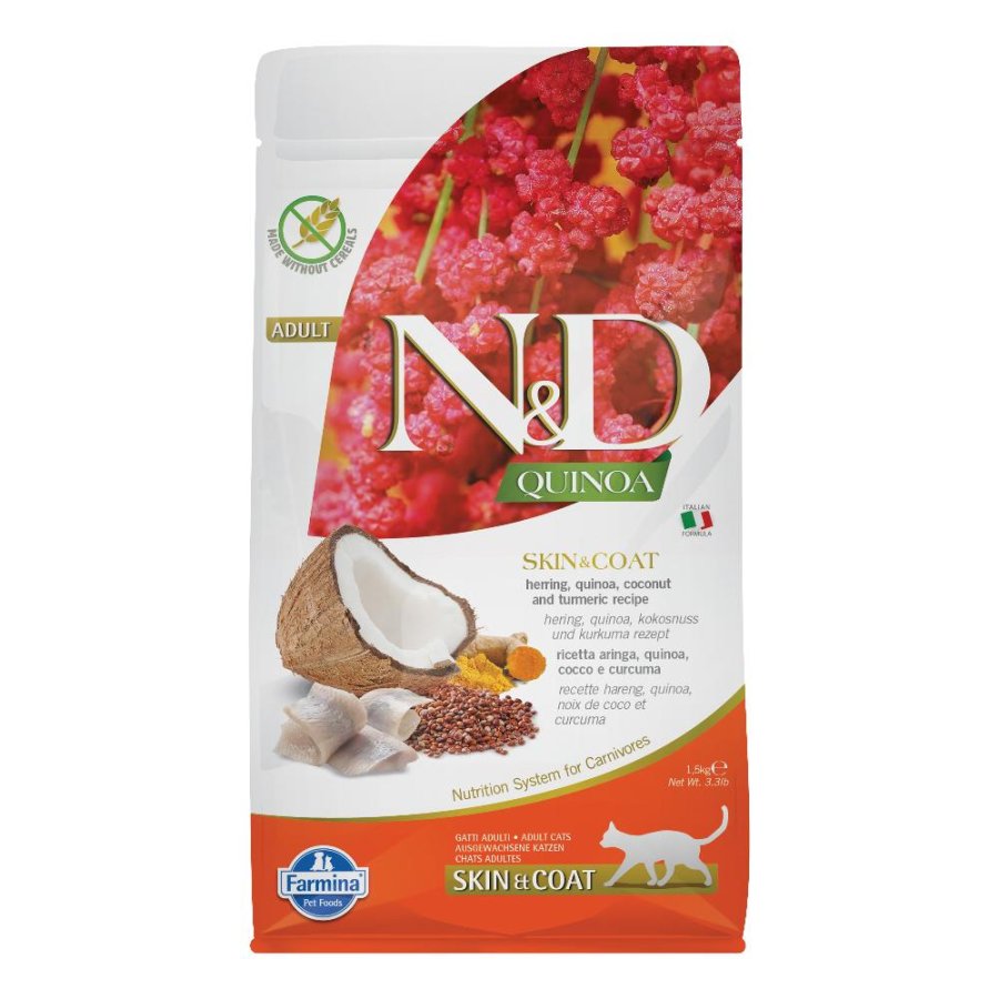 FARMINA N&D QUINOA GATTO SKIN & COAT ADULT ARINGA COCCO 1,5KG